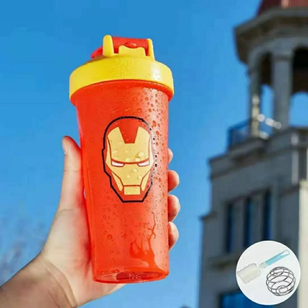 

600ML Avengers Disney Cartoon Batman Iron Man Venom Hulk Milkshake Fitness Cup Stirring Cup Portable Sports Plastic Holiday Gift