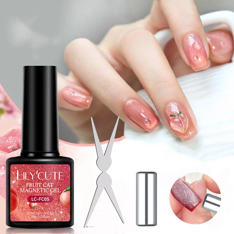 3 قطعة هلام طلاء الأظافر عين القط الفاكهة والفرنسية برأسين قضيب مغناطيسي عدة تألق بريق شبه دائم نقع قبالة الأشعة فوق البنفسجية المغناطيسي الغراء #2
