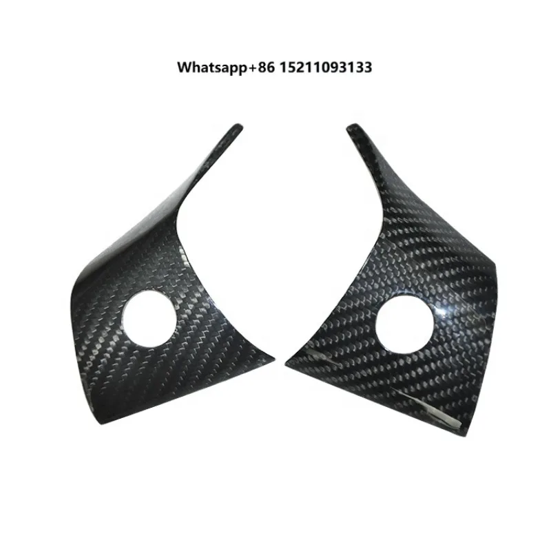 Stick on 3pcs Carbon Fiber Steering Wheel Moulding  Cover Trims Accessories  Fit for Model 3 2018-2019