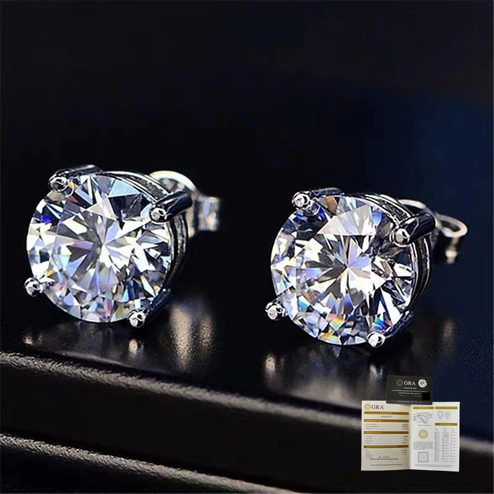 D Color VVS1 Moissanite Stud Earrings 316L Stainless SteelHypoallergenic Tarnish Resistant  Studs For Sensitive Ears Piercing