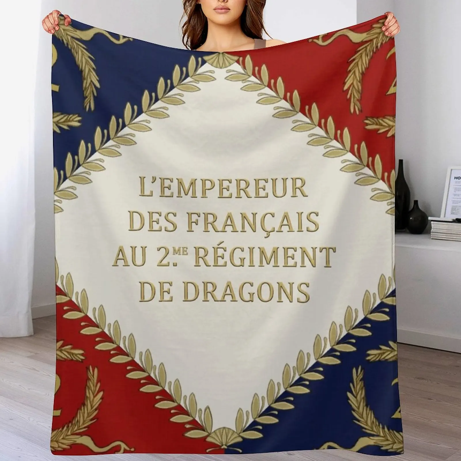 

Napoleonic French regimental flag '2me' Rgiment de Dragons 1804 Throw Blanket Furry Hairys sofa bed Blankets