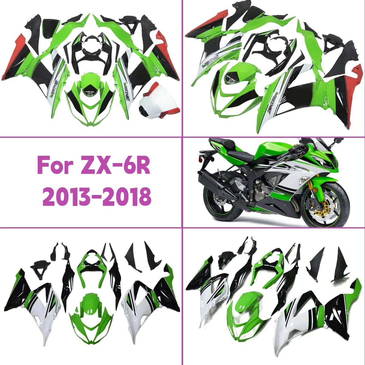 For 2013-2018 Kawasaki ZX 6R ABS Injection Kit Body Work Fairings Easy Install 13-18 ZX6R Fairing Kit