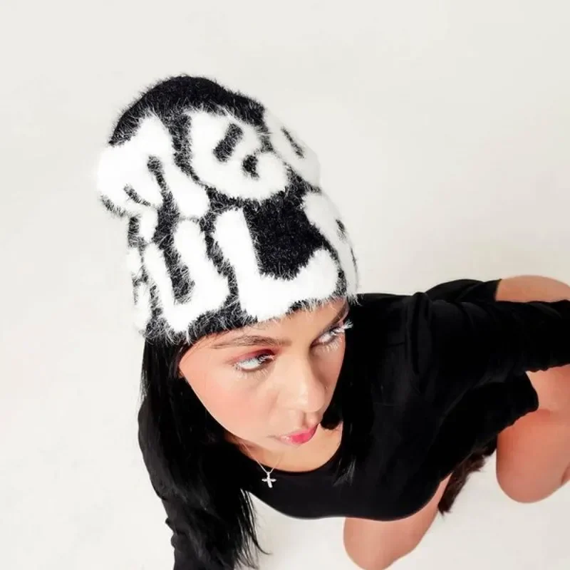 Beanie Quality Rabbit Fur Cashmere Cap Hoods Beanies Y2K Men Women Hat Kpop Ins Net Red Design Caps Hats Winter