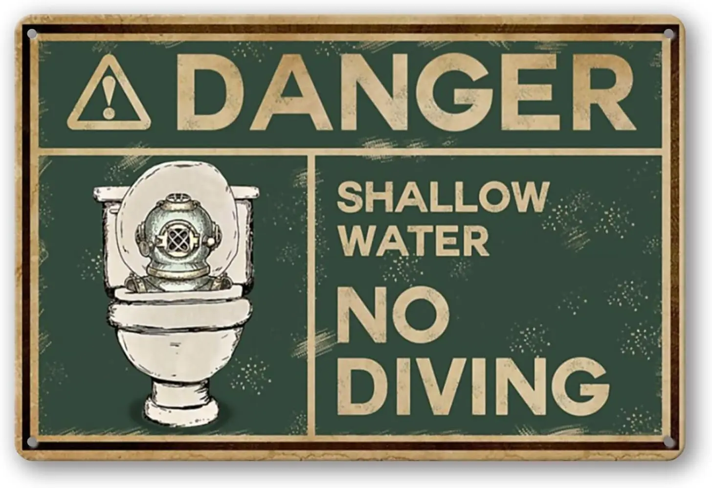 Danger Shallow Water No Diving Commode, Vintage Retro Metal Tin Sign Pub Bar Man Cave Club Decoration 8 x 12inch(Tin-90)