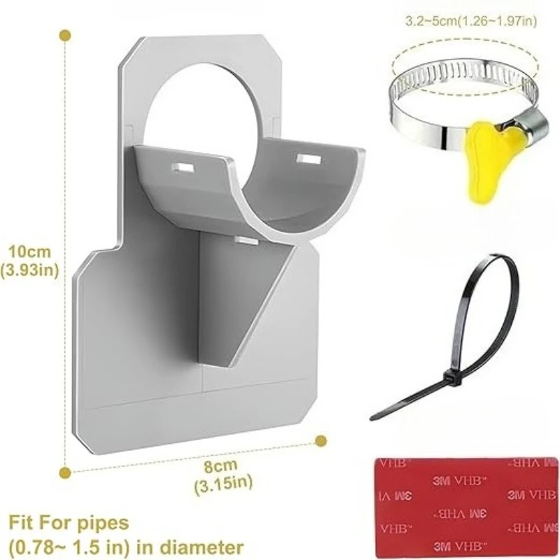 Swimming Pool Hose Holder 30-38 mm Above Ground Pool Accessory with Anti-Puncture Cable Clamp and Adhesive Tape Accessories