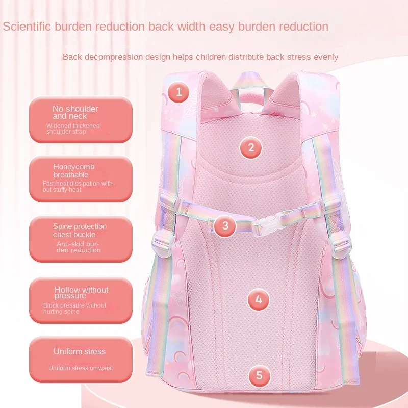 Imagem -02 - Bolsas Escolares Ortopédicas para Crianças Kids Satchel Escola Primária Mochilas Princess Schoolbag Knapsack Sac Mochila