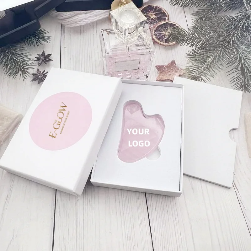 

【Logo Custom】50Pcs Customized Wholesale Light Pink Resin Guasha Board Face Massage Gua Sha Facial Tool Board for SPA