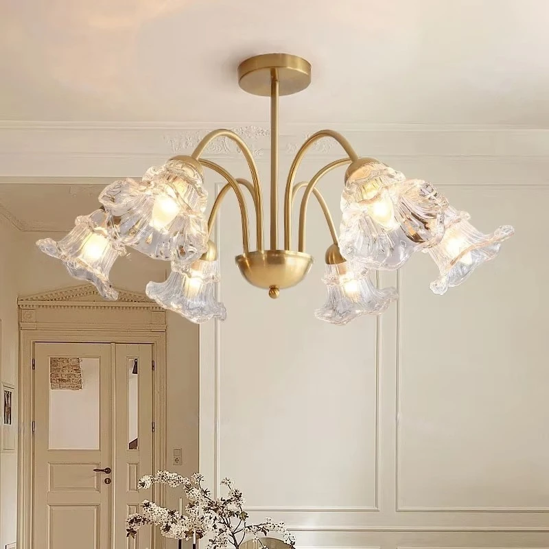 Ceiling Pendant Lamps Luxury Glass Grand Living Room Lamp Luxurious Grand Dining Room Lamp Master Bedroom Flower Shaped Lamp