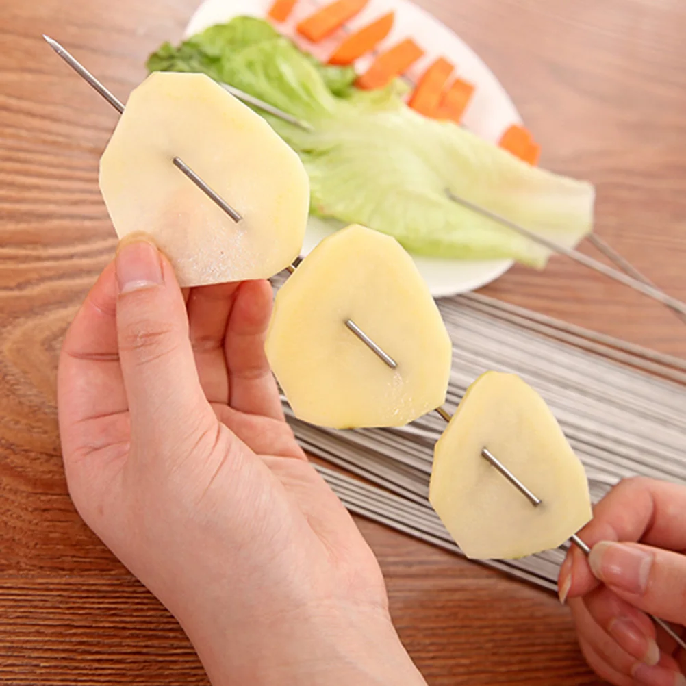 

100Pcs Stainless Steel Bbq Sticks 1.85mm 38.5cm Outdoor Barbecue Camping Hiking Grilling Skewers Barbecue Sticks