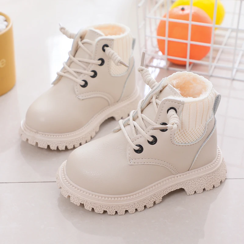 Children's boots Fall/Winter Girls Boys Shoes PU Leather Children's Boots Fashion Boots Children's Snowshoes Sizes 21-30