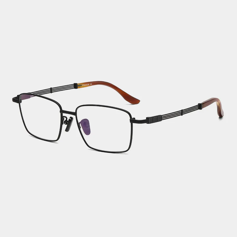 VAMAX High-end Handcrafted Titanium Frame Natural Horn Eyeglasses Full Rim Business Style