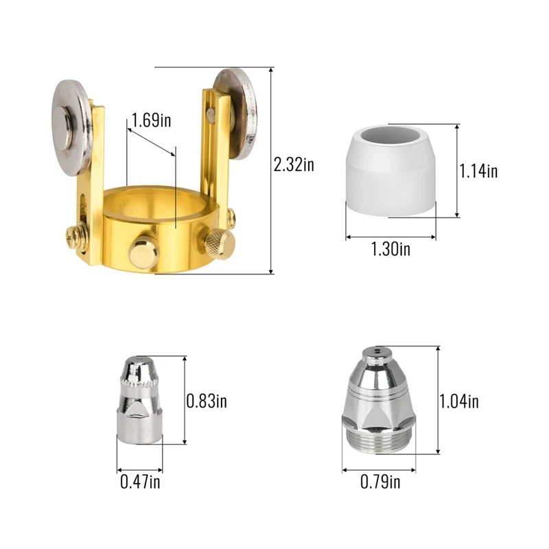 DT16 48Pcs P80 Plasma Cutter Torch Consumables Kit, 1.5mm Nozzle Tips Electrode for LTP8000 LGK80 CUT80, 20-100A 40mm Cut