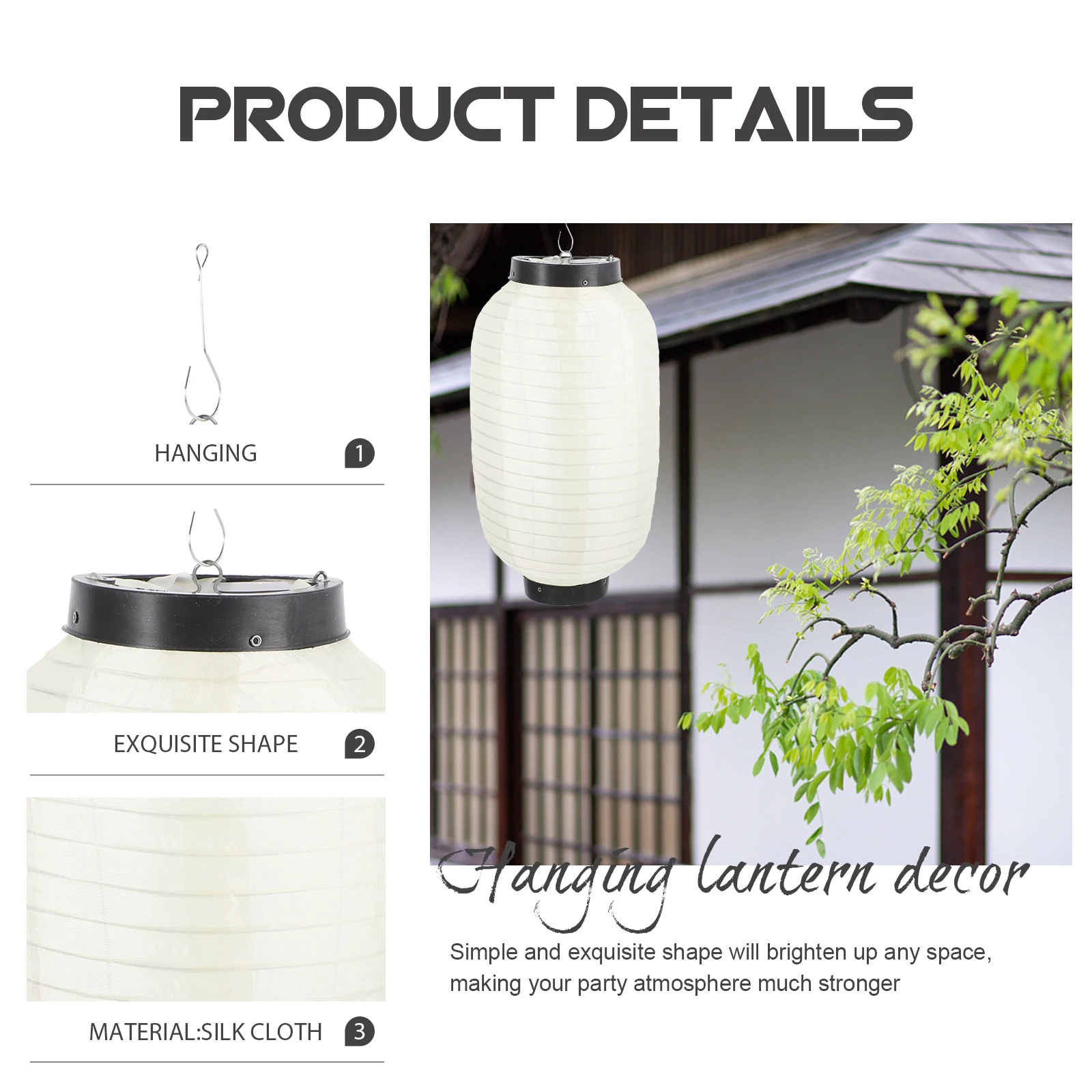 

4 Pcs Waterproof Silk Lantern 8 Inch Japanese Style Hanging Decorative Lanterns for Restaurant BBQ Party Outdoor Use