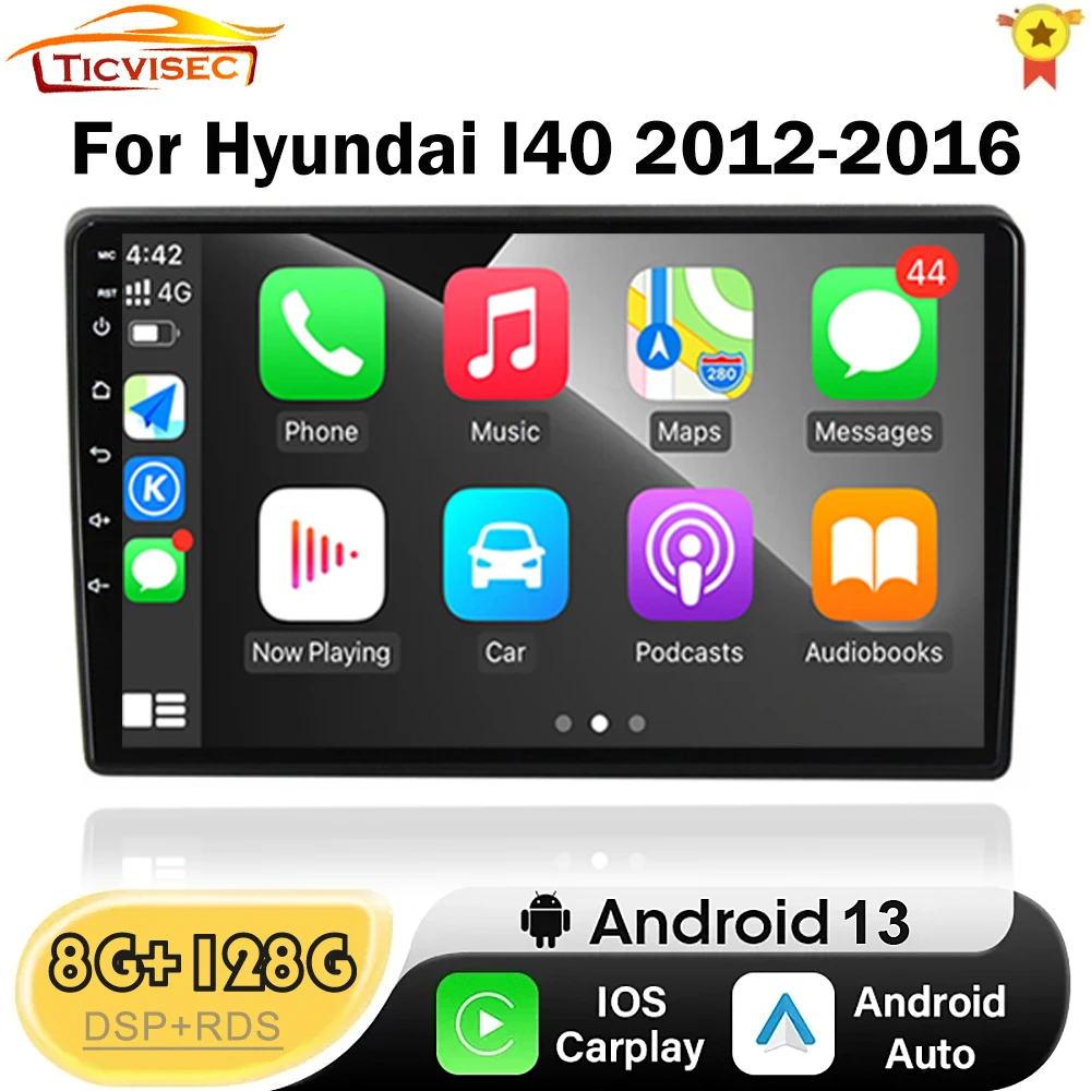 

For HYUNDAI I40 2011-2019 Auto Multimedia GPS Navigation Car Radio Android13 Built-in Carplay Auto BT WIFI 2din No DVD Head Unit