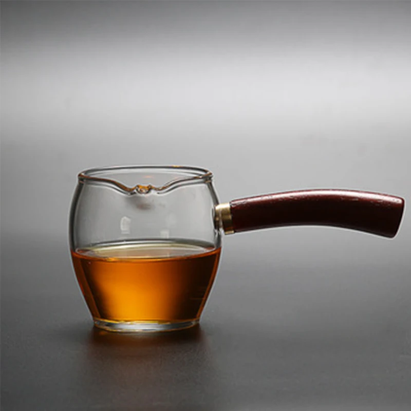 Creative Kung Fu Tea Tool Heat-resistant Glass Wood Handle Fair Cup Transparent Tea Dispenser Office Kettle Turkey Coffee Bot