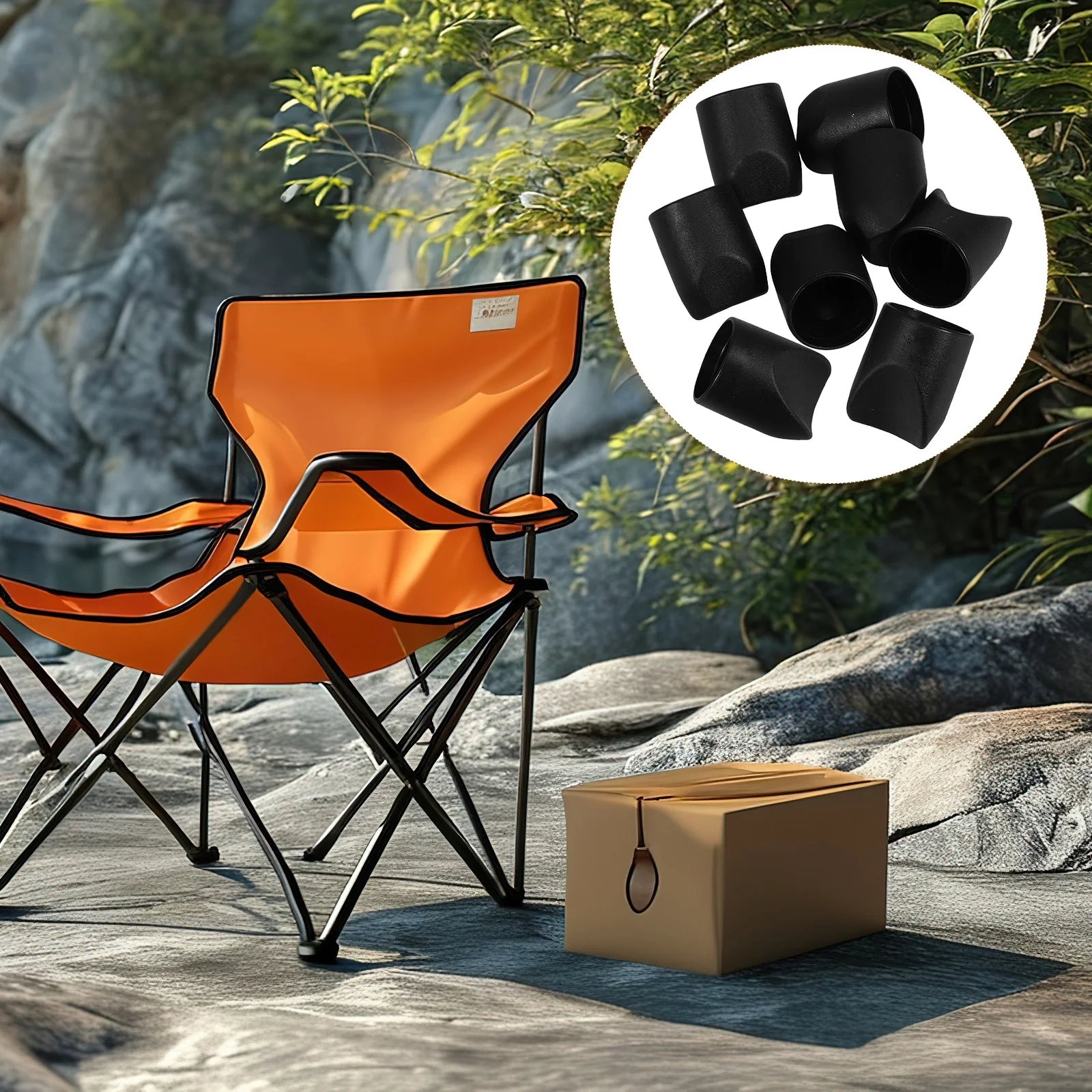 

8Pcs Folding Chair Stability Caps Heavy-Duty Plastic Black End Caps Replacement Parts Outdoor Chair Accessories