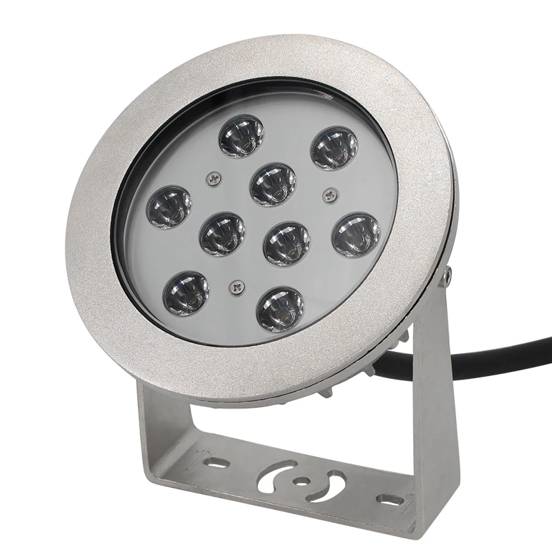 Outdoor IP68 Waterproof RGB Colorful Led High Power 24V 316L SS Garden Pool Landscape Stainless Steel Underwater Spot Light