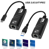 USB 2.0/3.0/3.1 TypeC To Rj45 10/100/1000Mbps Lan Ethernet Adapter Network Card Cable CAT6 Cable PC Computer Macbook Laptop