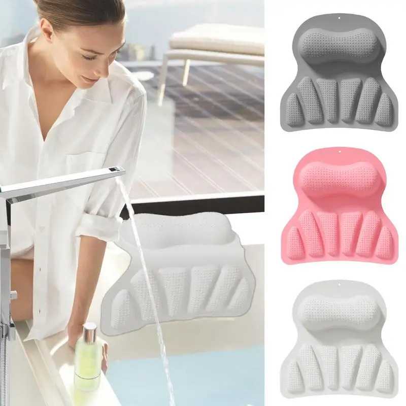 Bath Pillows Headrest Neck Pillow Suction Cups Back Support Relaxing Bath Pillows Bath Tub Pillow Headrest Massage Mat For