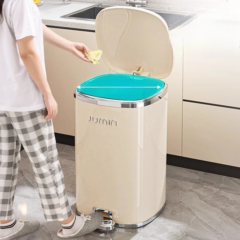 

Pedal Trash Can Bathroom Litter Bins Kitchen Luxury Food Waste Disposal Bin Living Room Large Storage Garbage Can Accessories