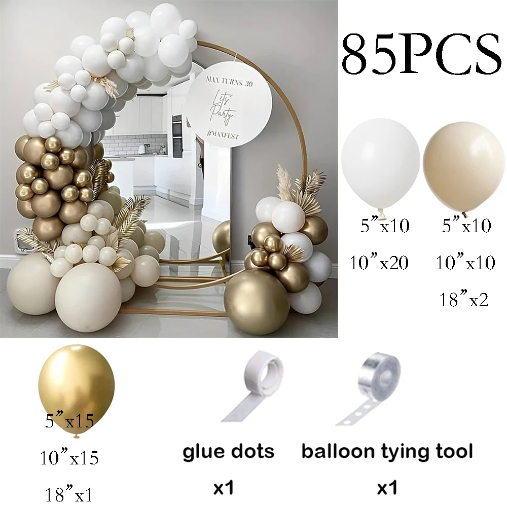 Sand White Balloons Garland Arch Metallic Gold Latex Balloon Kit Birthday Party Baby Shower Wedding Graduation Decoration Globos