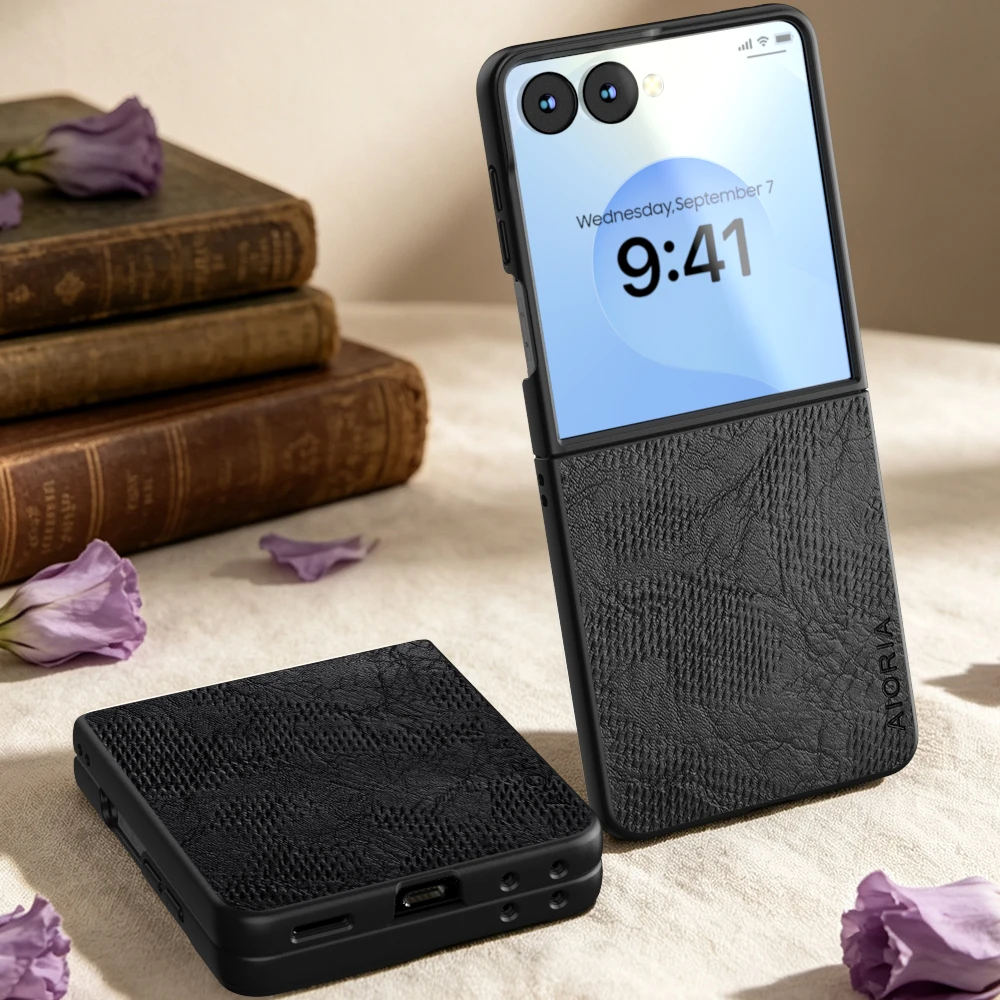 Case for Samsung Galaxy Z Flip 8 Luxury Cracked Vegan Faux Leather Phone Cover Funda for Samsung Z Flip8 Coque Case Capa