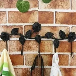 Retro Iron Hook Clothes Hook Rose Wall Hook Creative Rose Hook Nail Wall Storage Rack Wall Decoration Kitchen Accessories