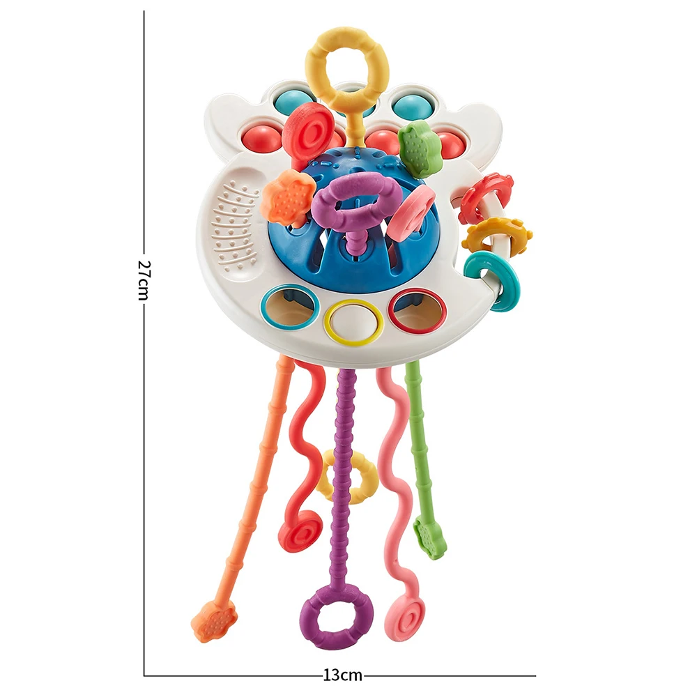 Baby Early Education Octopus Crab Finger Pull Fun Toys Silicone Pressable Puzzle Toys Hand Fine Movement Training Rope Props