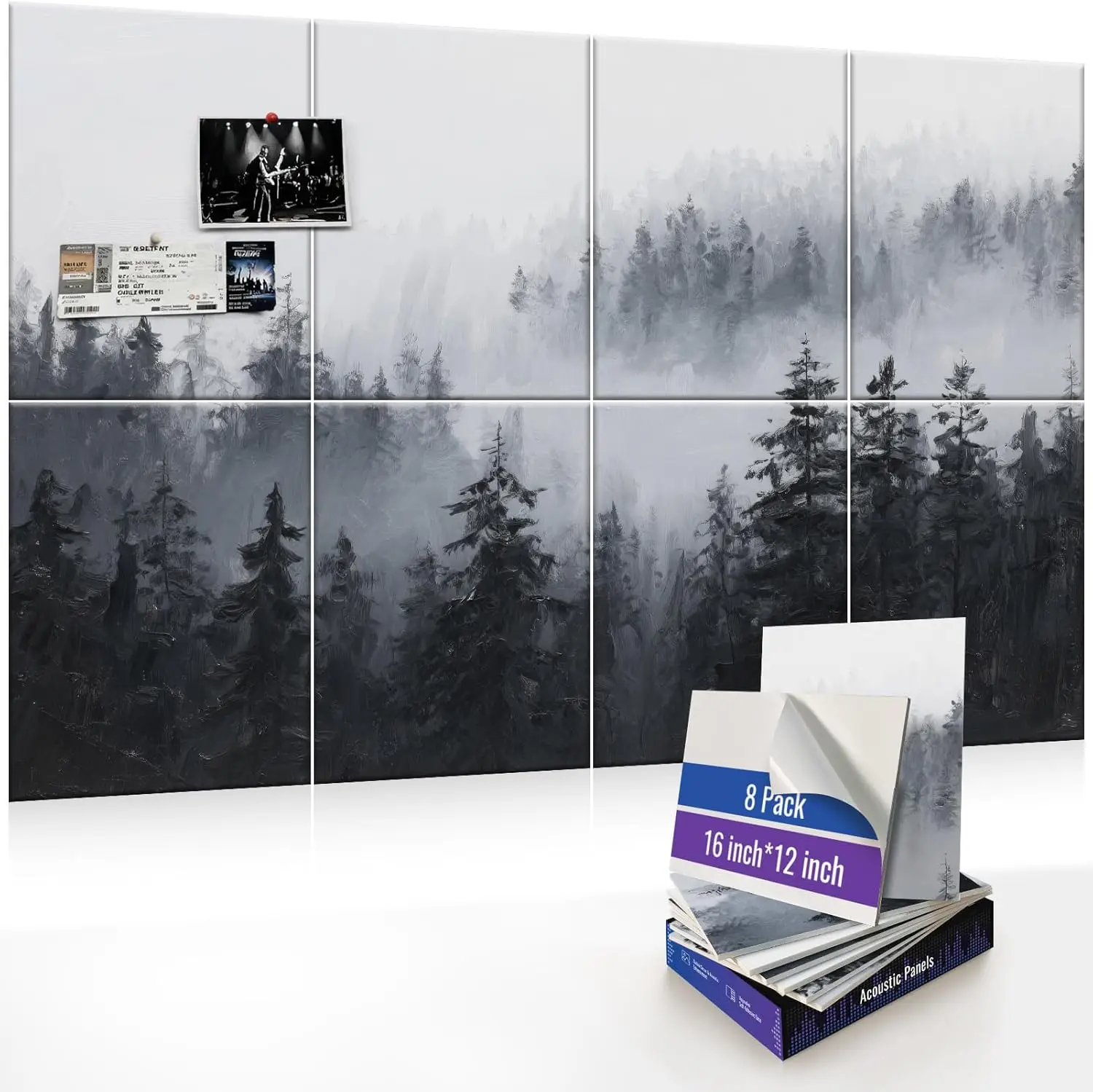 

8 Pack Acoustic Panels, Decorative Wall Panels, Self-Adhesive Sound Absorbing for Home Office Studio