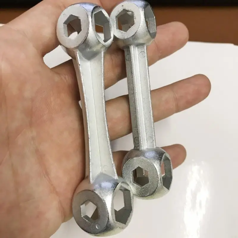 D5BE Bone Hexagon Wrench Spanner 10 Holes Size 6-15mm 10 in 1 Galvanized Steel Hexagon Wrench Bikes Repair Tool