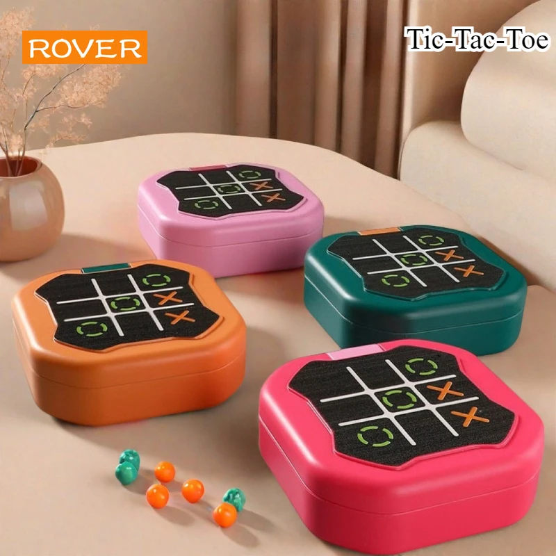 Tragbares Tic-Tac-Toe-Brett-Schachspiel für Erwachsene und Kinder, multifunktionale elektronische Spiele, Montessori-Puzzle-Tischspiel, Schachbrett