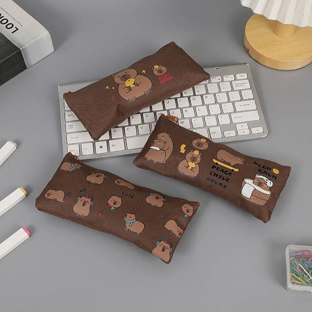 High Quality Capybara Stationery Storage Bag Multi-function Portable Stationery Organizer Large-capacity Pen Bag