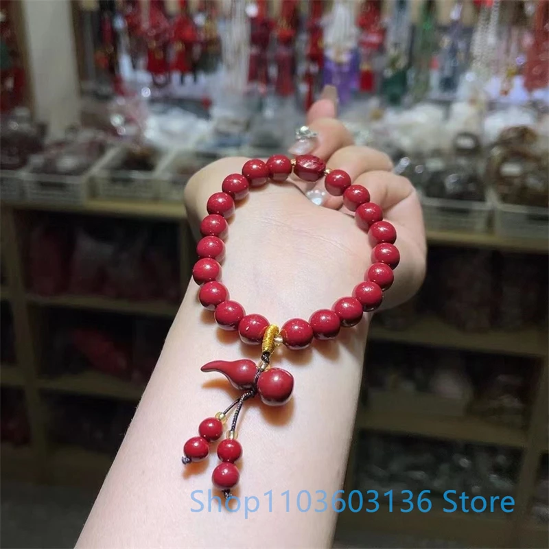 Customized Natural Red Organic Cinnabar Flower Elephant Bracelet Accessories DIY Bangle Charm Jewellery Fashion Amulet Gift