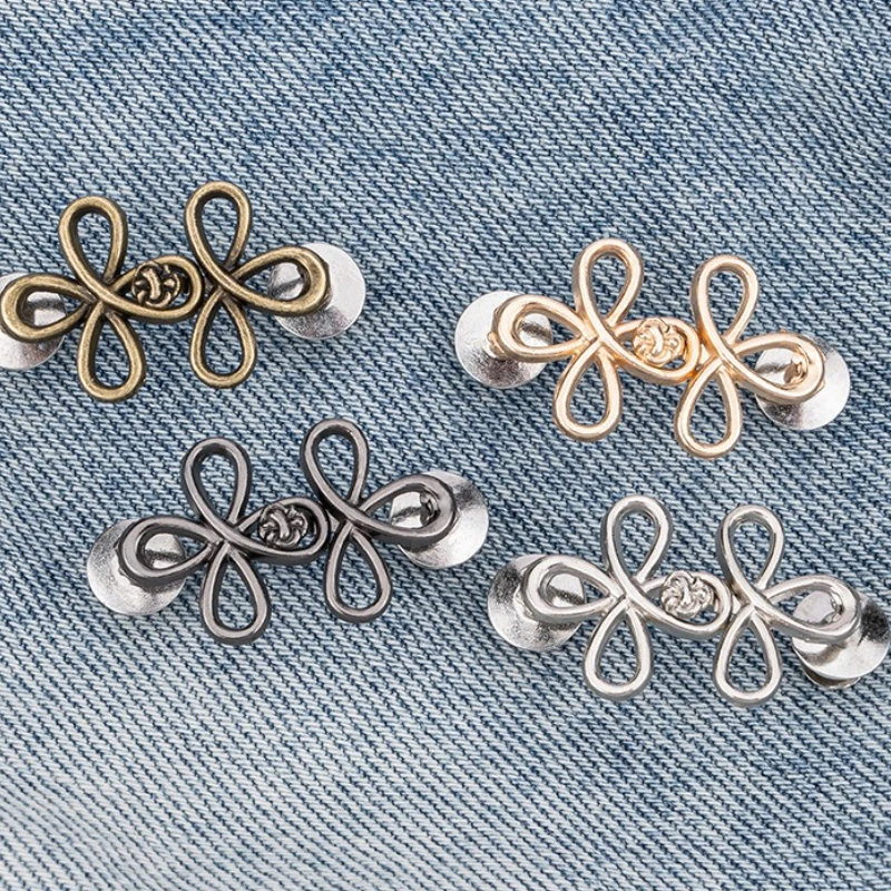 Reusable Flower Waist Button Fastener Adjustable Metal Jeans Buttons Waist Tightener Detachable Seamless Button for Pants Skirts