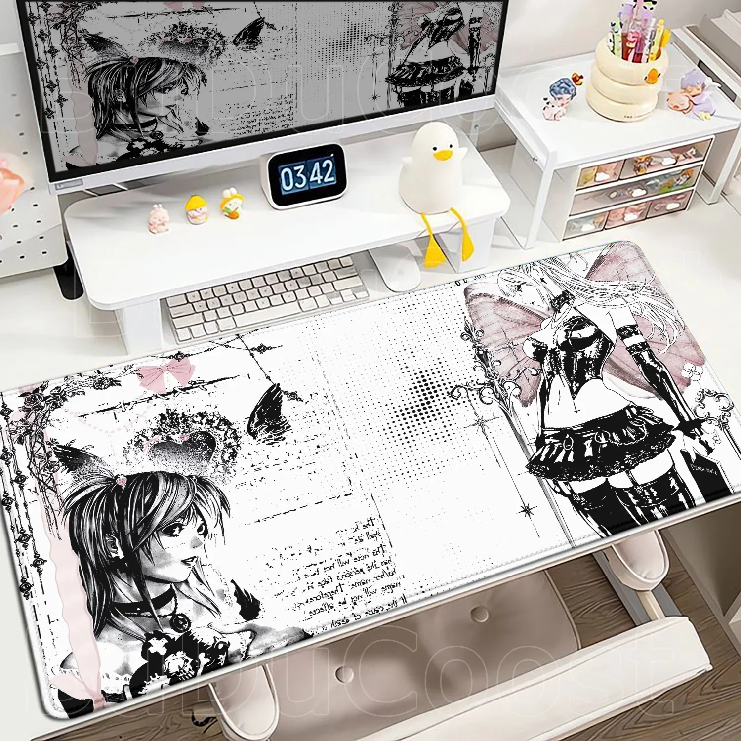 1pc Death Note Anime Misa Amane & Light Yagami Gaming Mouse Pad, Stitched Lock Edge, Natural Rubber Non Slip Base