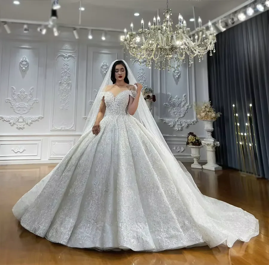 Customized Luxury Wedding Dresses Beads Bridal Dress amanda novias oficial