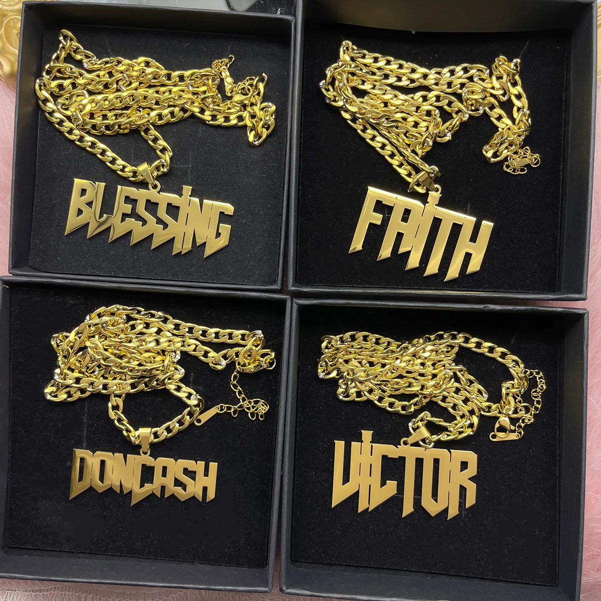 Trendy 6mm Cuban Necklace with Custom English Nameplate Detachable Letter Pendant for Men