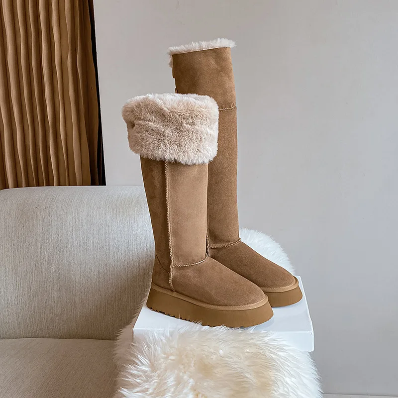 

Snow boots for women 2025 new model with plush and thick cotton shoes thick sole over the knee long boots for winter