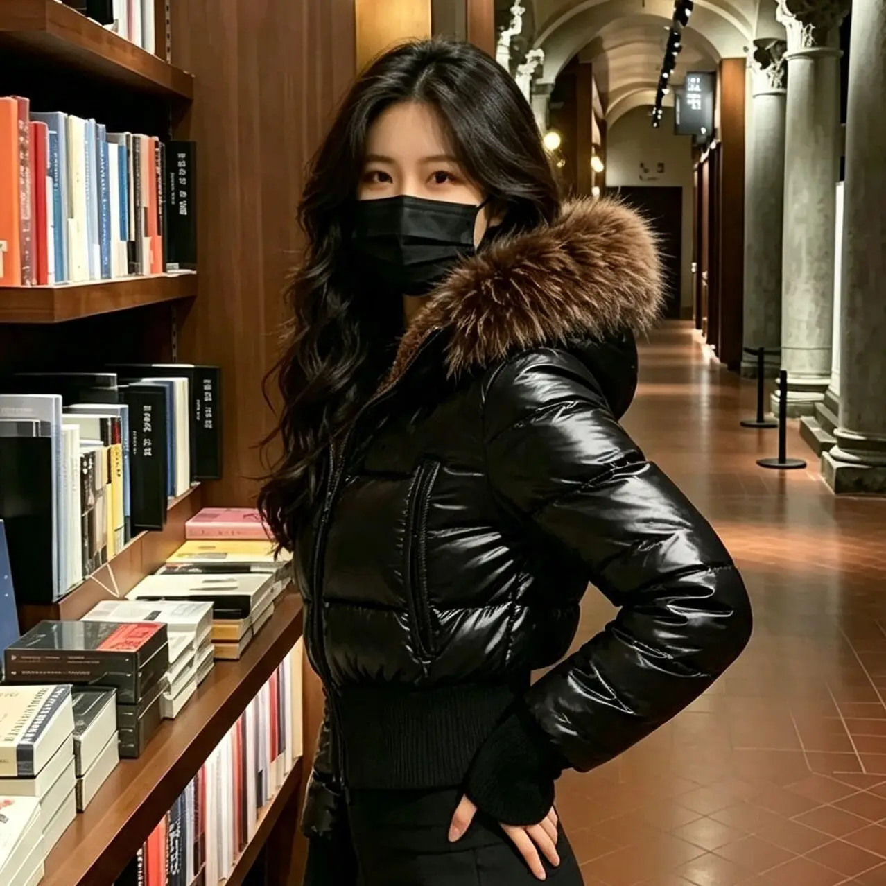 Waterproof PU Leather Puffer Coat Women 2026 Winter Fleece Lined Waist Cinched Thick Cotton Padded Jacket Warm Winter Outwear