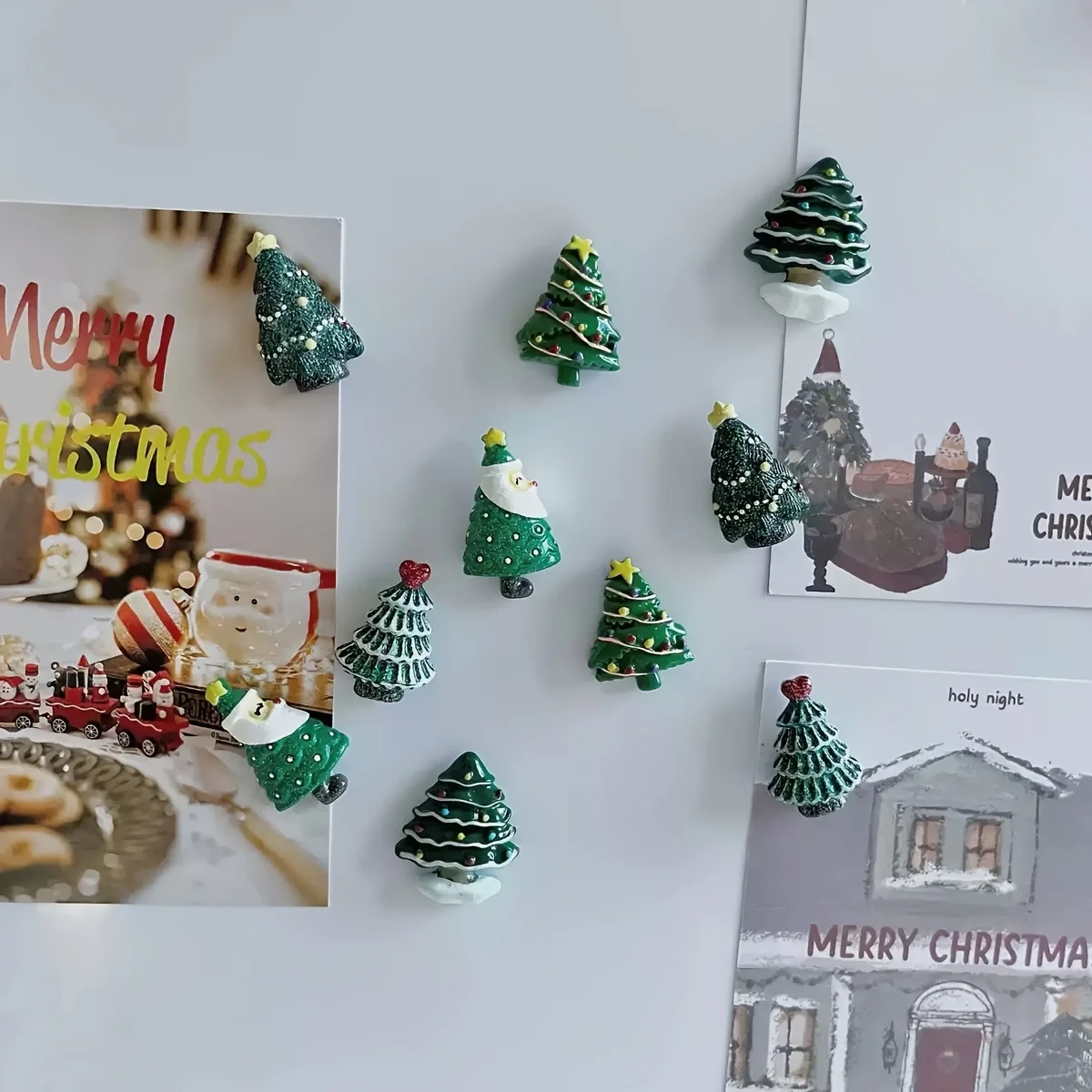 10 Stück Harz Weihnachtsbaum Kühlschrankaufkleber magnetische Kühlschrankaufkleber Dekoration Aufkleber magnetischer Kühlschrank