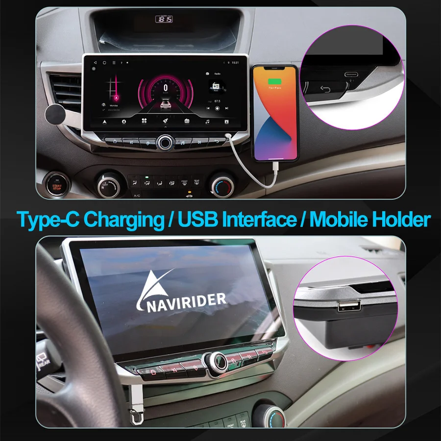 For VW Volkswagen UP E-Up 2012-2015 Android Stereo Carplay Car GPS Multimedia Player Navigation HU Type-C Charging Mobile Holder