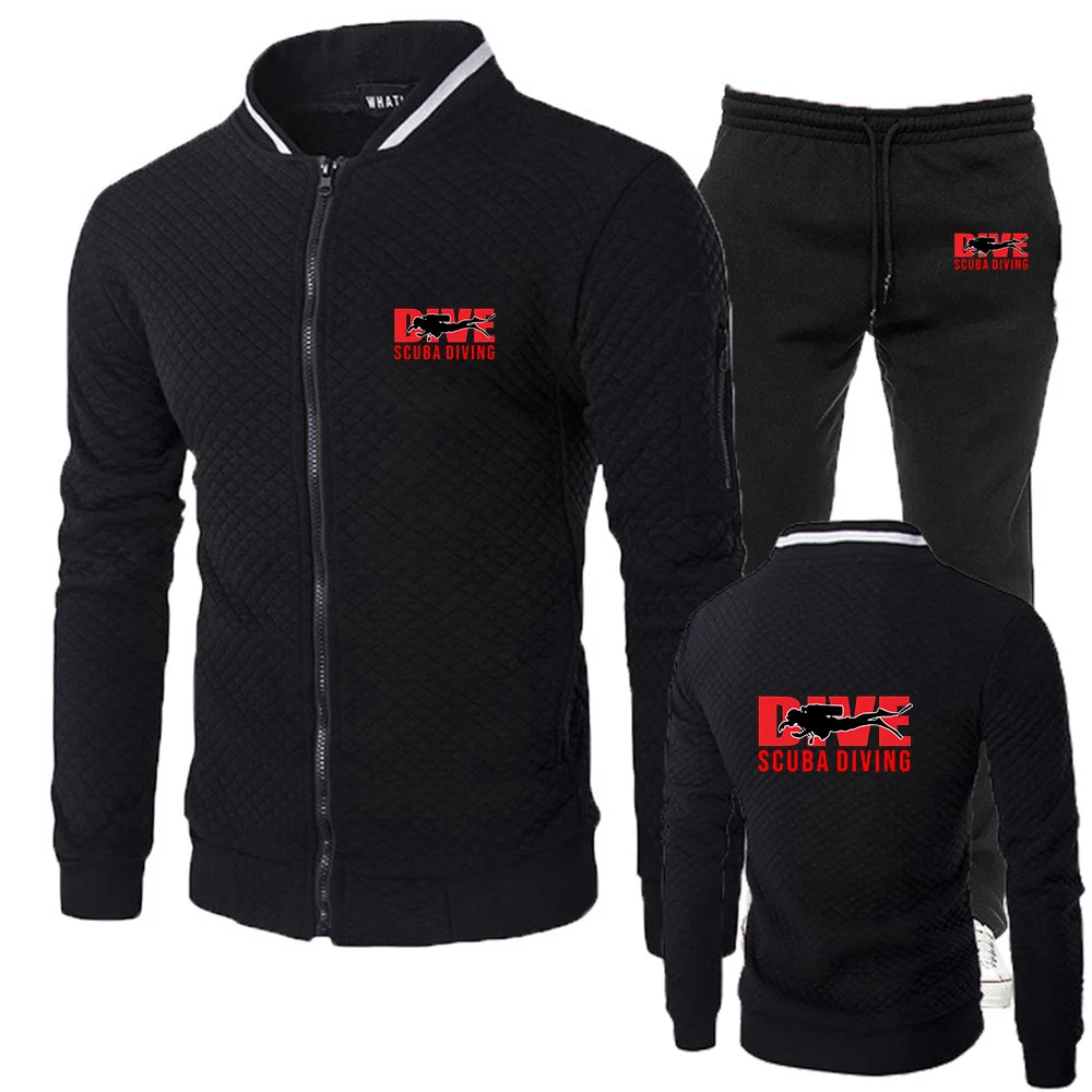

Scuba Diving Diver Logo Print Lightweight Convenient and Practical Premium Hoodies Outdoor Sports Drawstring Long Pants Suits