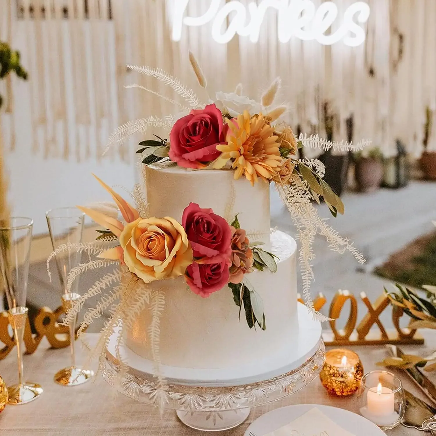 Yannew Boho терракотовые букеты декор комнаты DIY шелковый искусственный цветок свадебный букет для деревенской свадьбы домашние цветочные центральные элементы