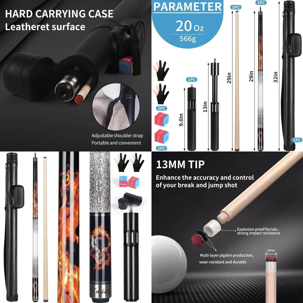 

Бильярдные кии Kmise Pro из канадского клена, 18-20 унций, телескопические, из углеродного волокна, идеально подходят для взрослых в барах и для игры в бильярд