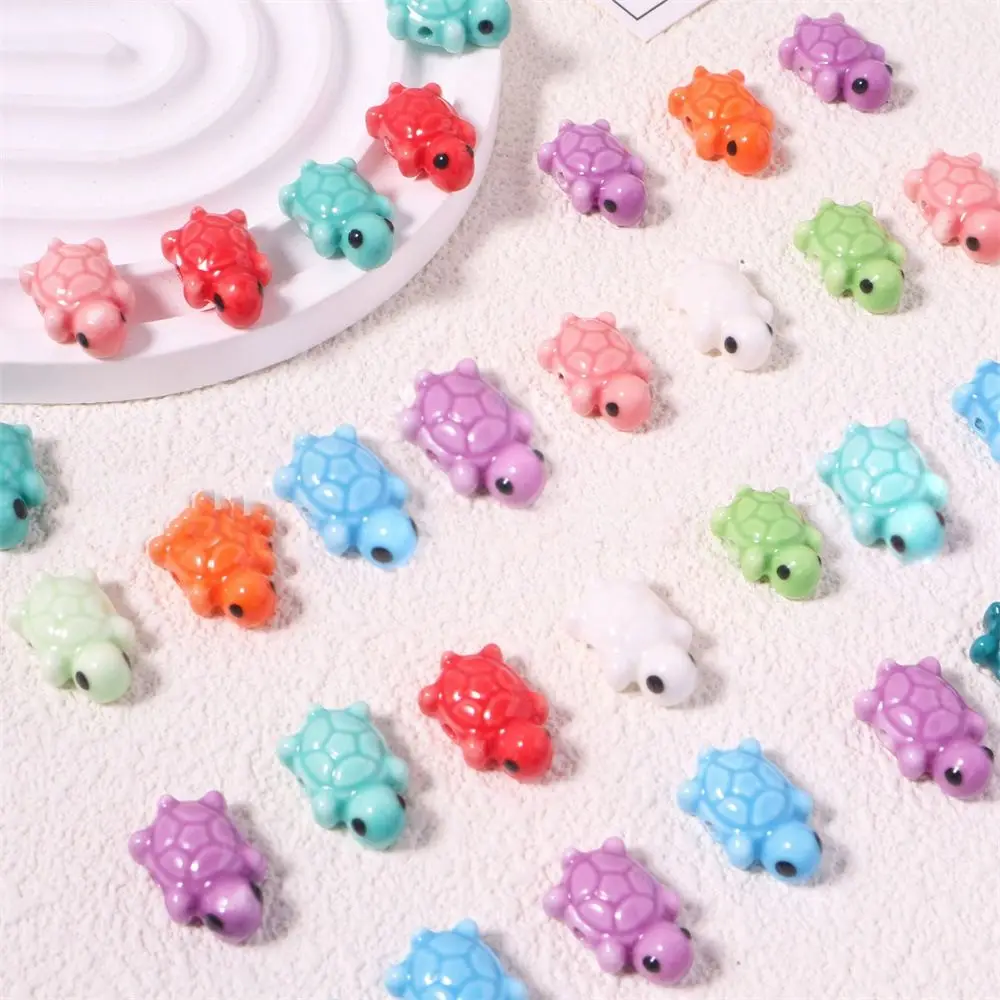 10pcs Handmade Craft Cute Turtle Bead Ceramic Fresh Color Ceramic Spacer Loose Beads Bracelet Making Kit DIY Accessories