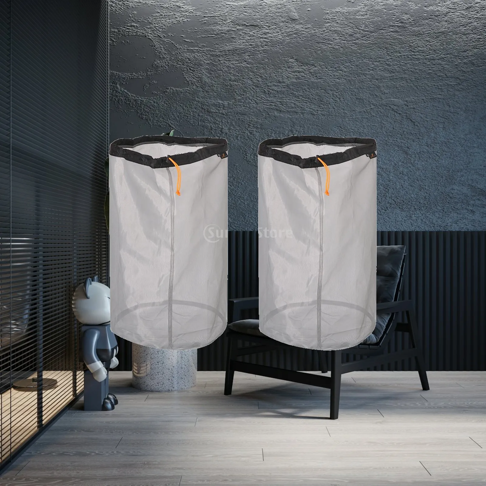 Grey Mesh Stuff Sack Compression Storage Bag Camping Travel Mesh Sack for Backpack Essentials