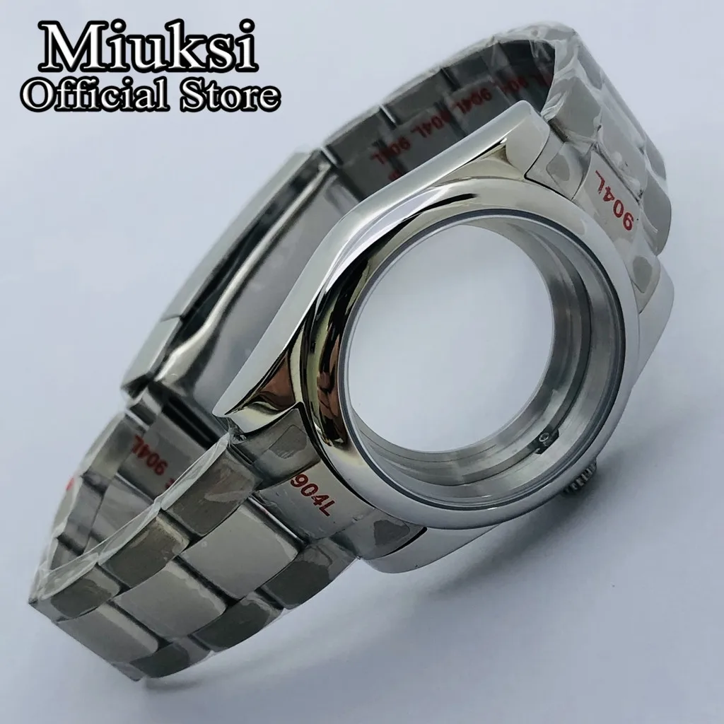 Miuksi 36mm/39mm silver watch case sapphire glass fit NH35 NH36 ETA2824 2836 Mingzhu DG2813 3804 Miyota8215 PT5000 movement