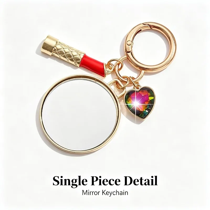New‑style oil‑dripping lipstick beauty accessory mirror keychain heart‑shaped lipstick mirror set