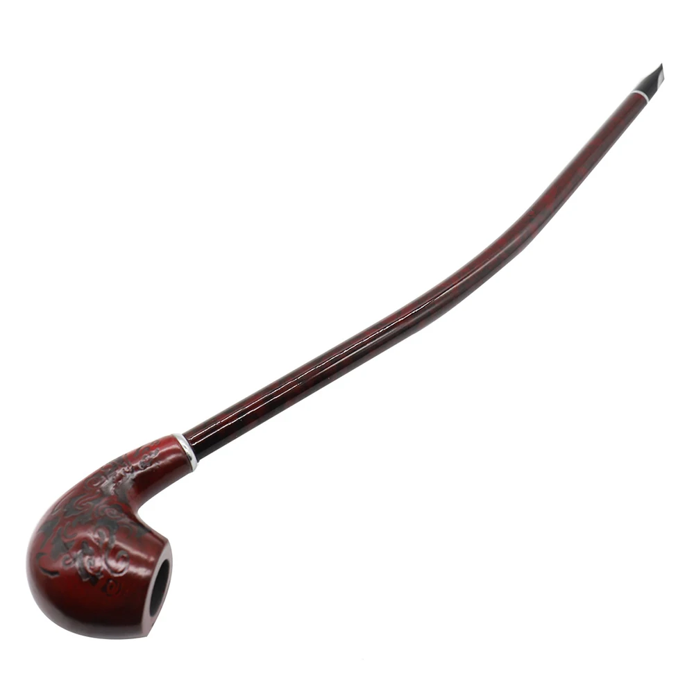 16“ 410MM Long Churchwarden Tobacco Pipe Resin Wooden Stem Smoking Pipe with Gift Box for Man Pattern