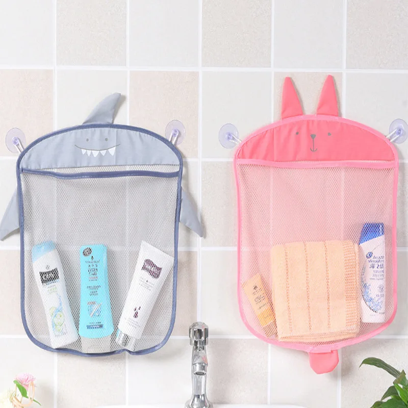 New Baby Bathroom Mesh Bag Sucker Design For Bath Toys Kids Basket Cartoon Animal Shapes Cloth Sand Toys Storage Net Bag